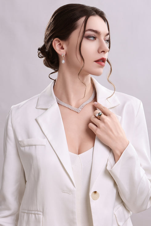 Baroque Edison Pearl Peach Zirconia Halo Earrings